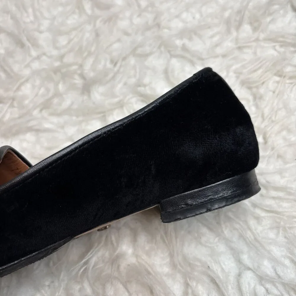 Jon Josef Black Velvet Gatsby Shield Emblem Leather Loafers Flats Shoes Size 7.5 - Picture 15 of 16